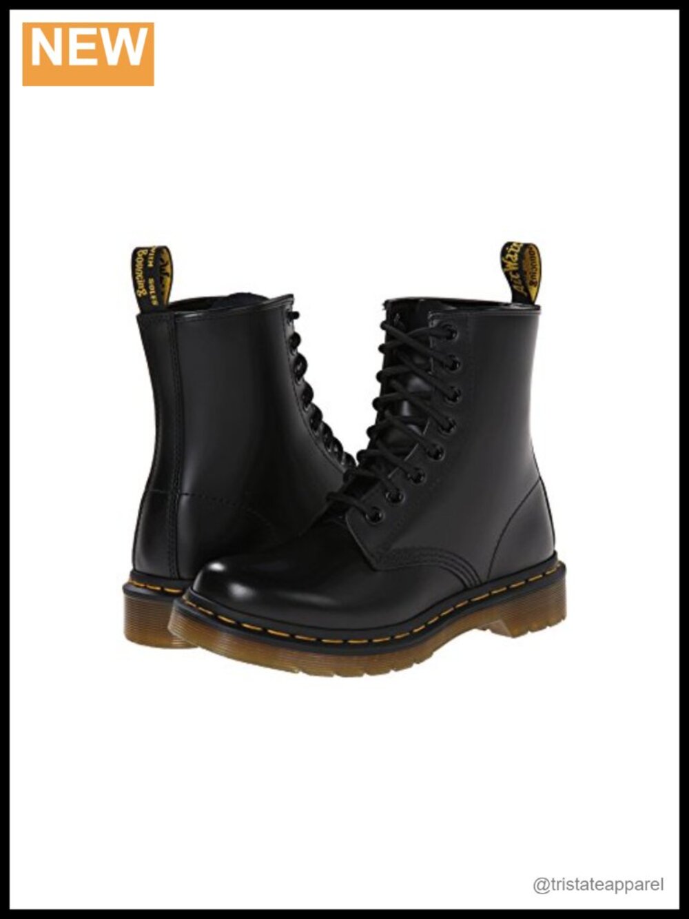 8 Eye Lace Up Leather Boots Mid Calf Rubber Sole